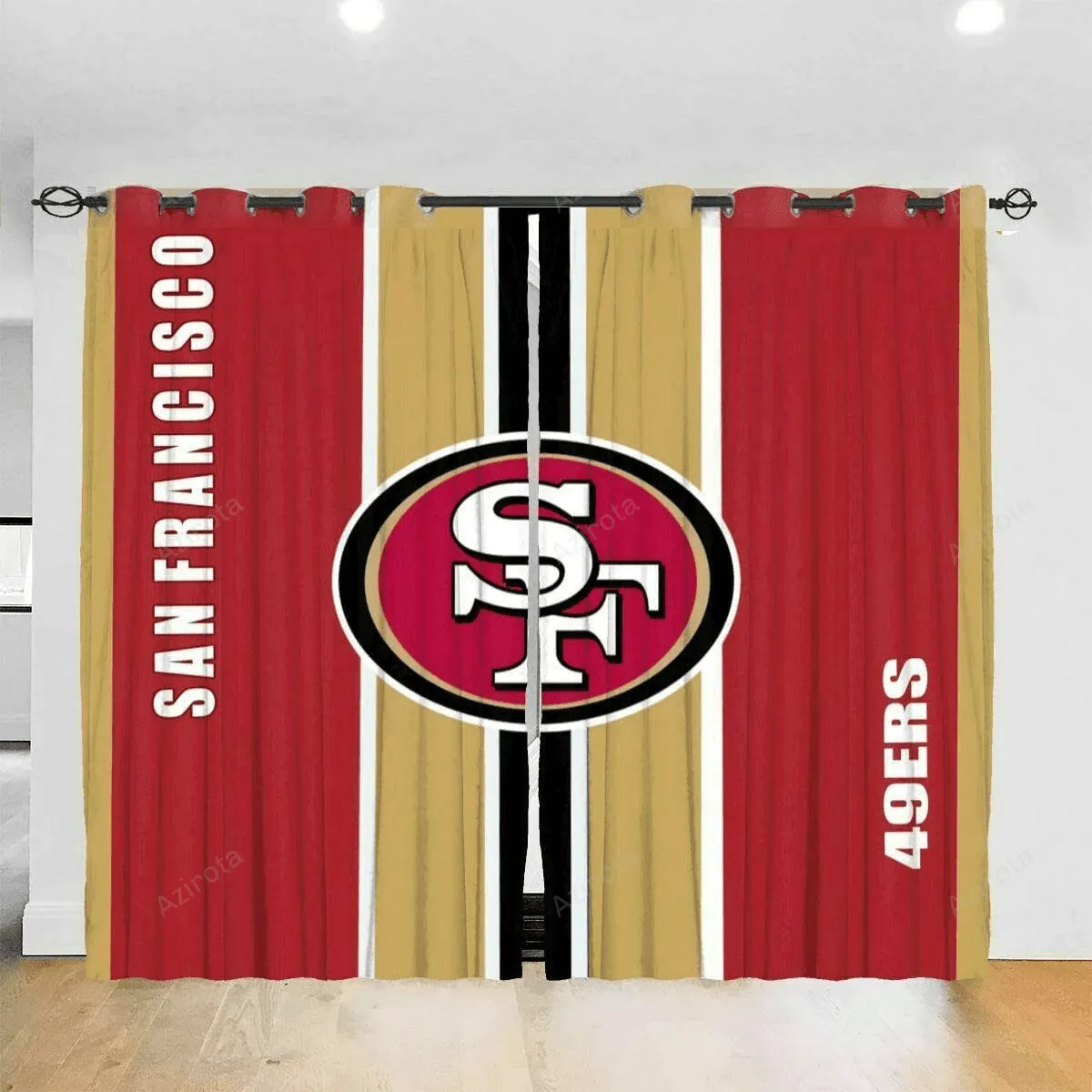 San Francisco 49ers America Logo Blackout Window Curtain 2 Panels For Living Room Bed Room Gift For Fan