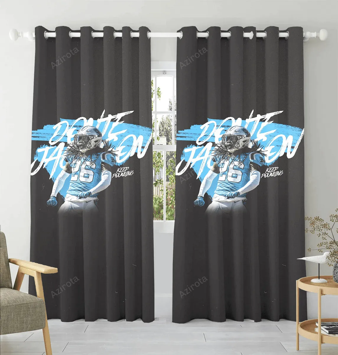 Carolina Panthers Donte Jackson 26 v3 Blackout Window Curtain 2 Panels For Living Room Bed Room Gift For Fan