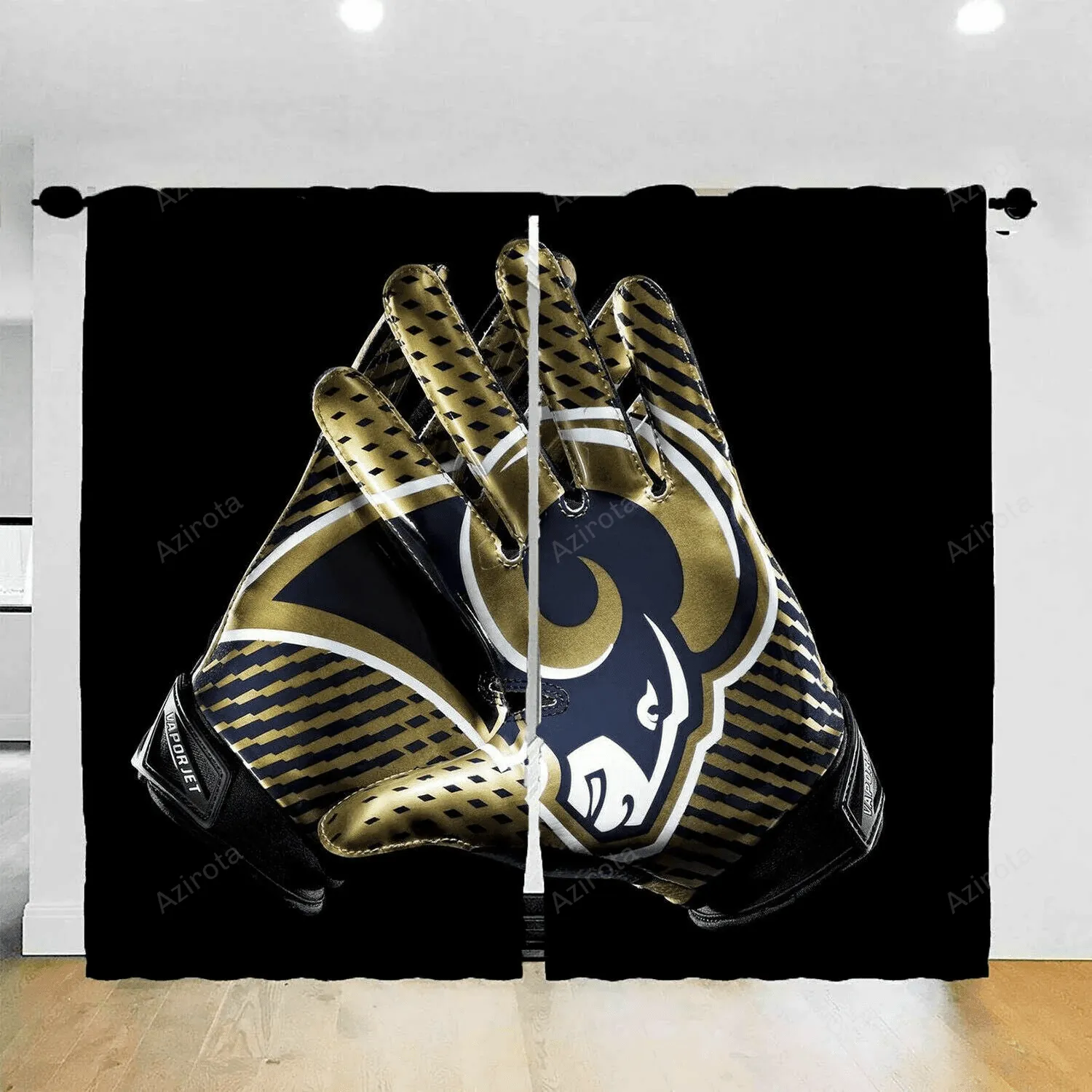 Los Angeles Rams America Team Gloves Logo Blackout Window Curtain 2 Panels For Living Room Bed Room ,losangelesrams Gift For Fan