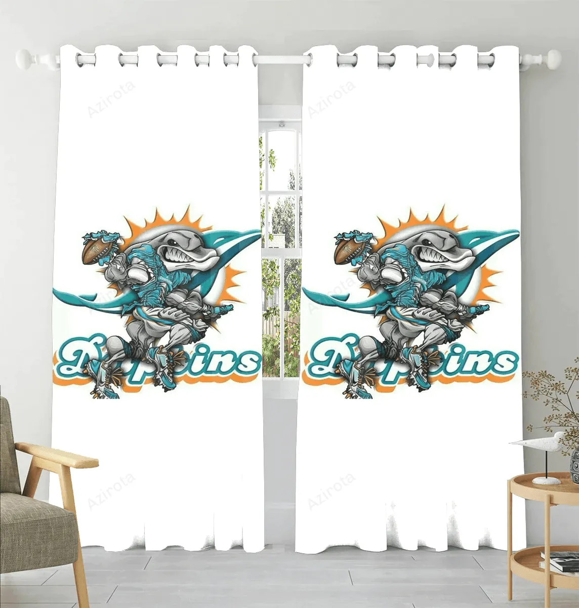 Miami Dolphins Art 2 Window Curtain Gift For Fans