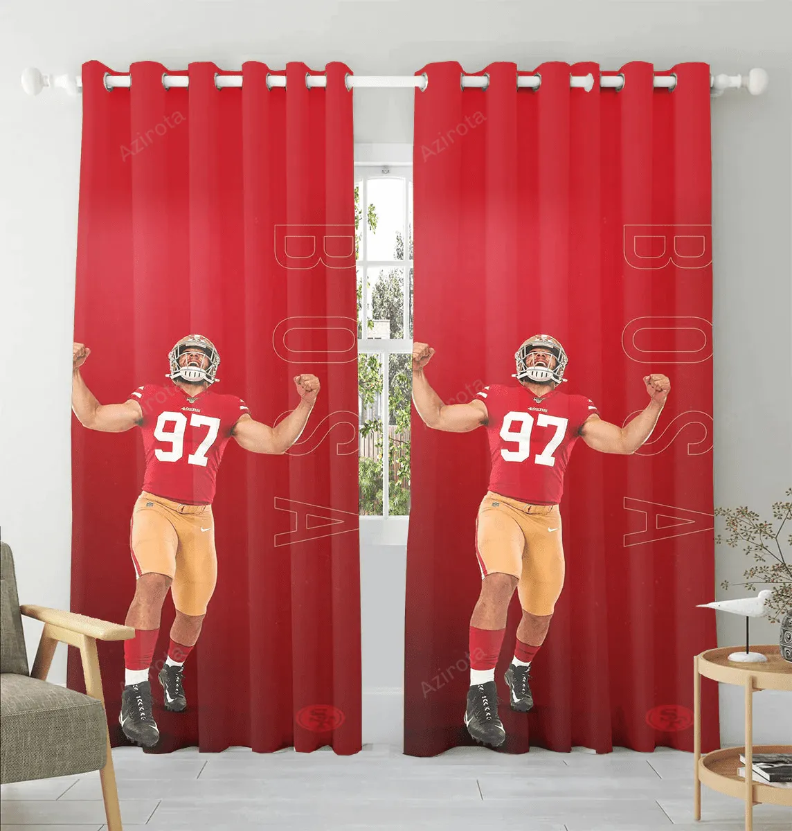 San Francisco 49ers Nick Bosa 97 v3 Blackout Window Curtain 2 Panels For Living Room Bed Room Gift For Fan