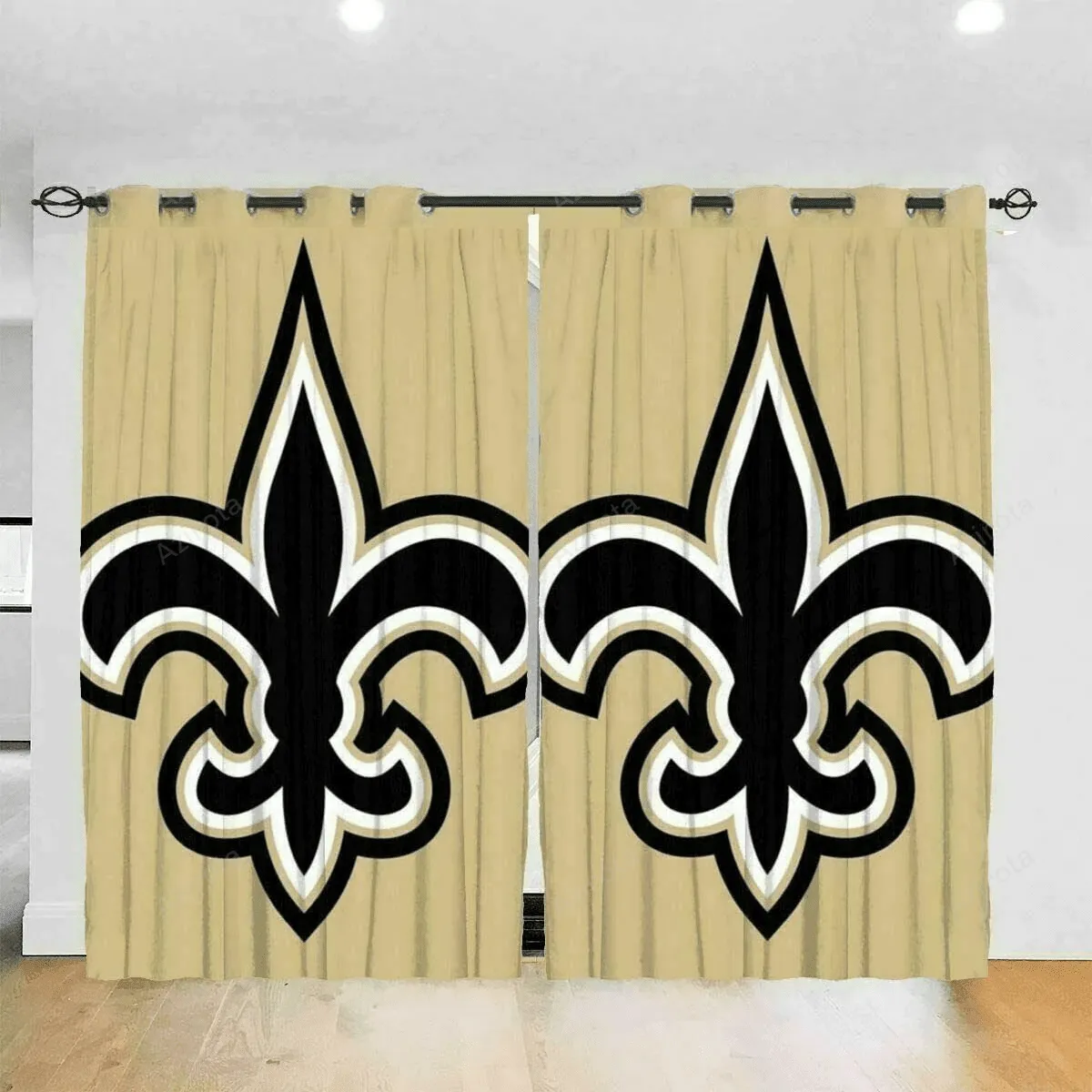New Orleans Saints Big Logo Blackout Window Curtain 2 Panels For Living Room Bed Room Gift For Fan