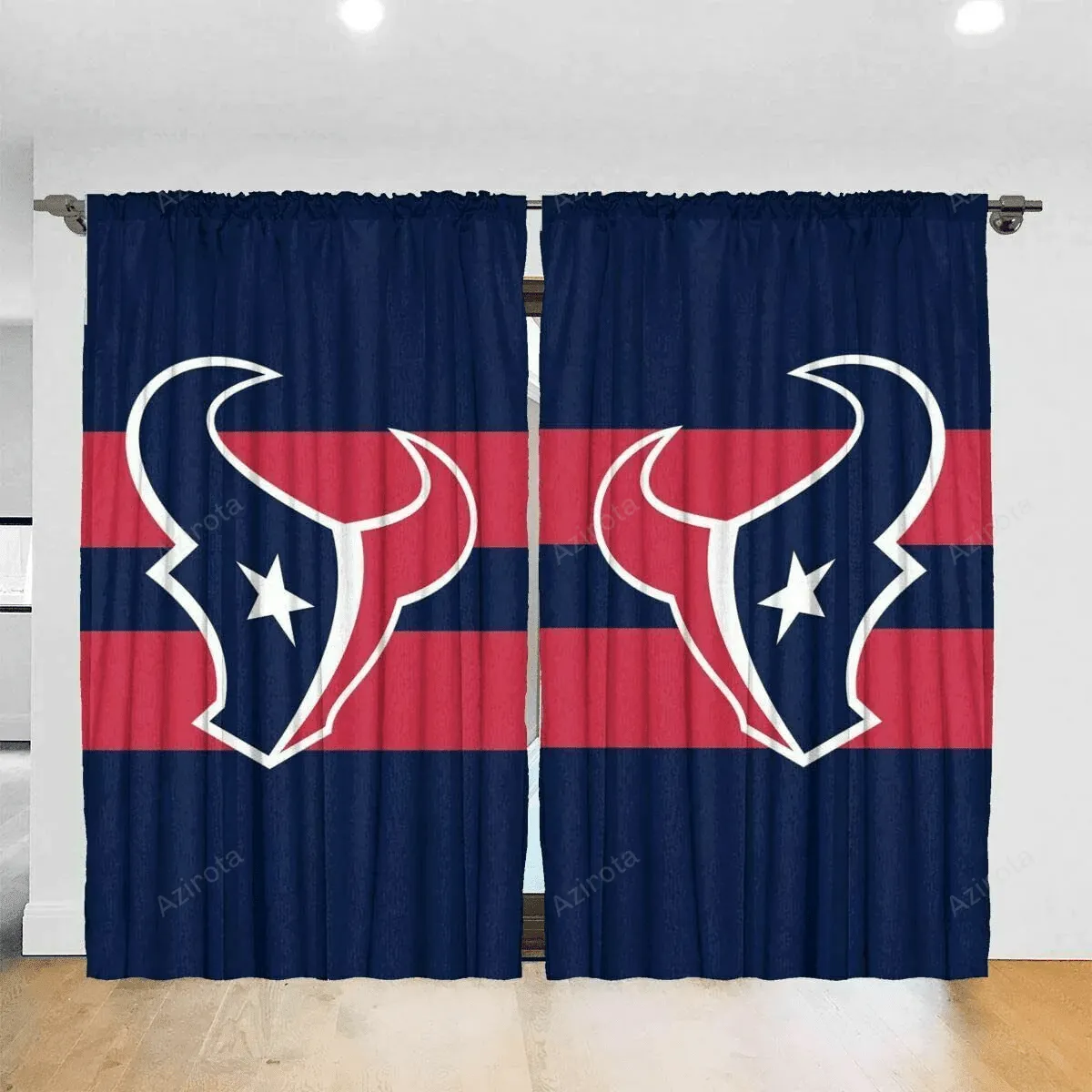 Houston Texans America Logo 3 Blackout Window Curtain 2 Panels For Living Room Bed Room Gift For Fan
