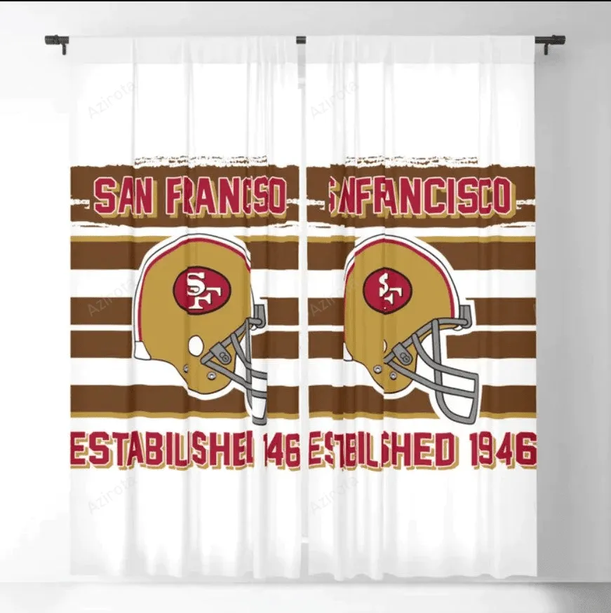 San Francisco 49ers Logo Club EST 1946 Blackout Window Curtain 2 Panels For Living Room Bed Room Gift For Fan