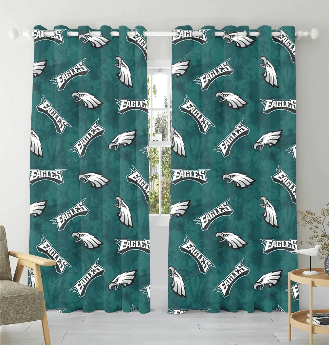 Philadelphia Eagles Logo7 Blackout Window Curtain 2 Panels For Living Room Bed Room