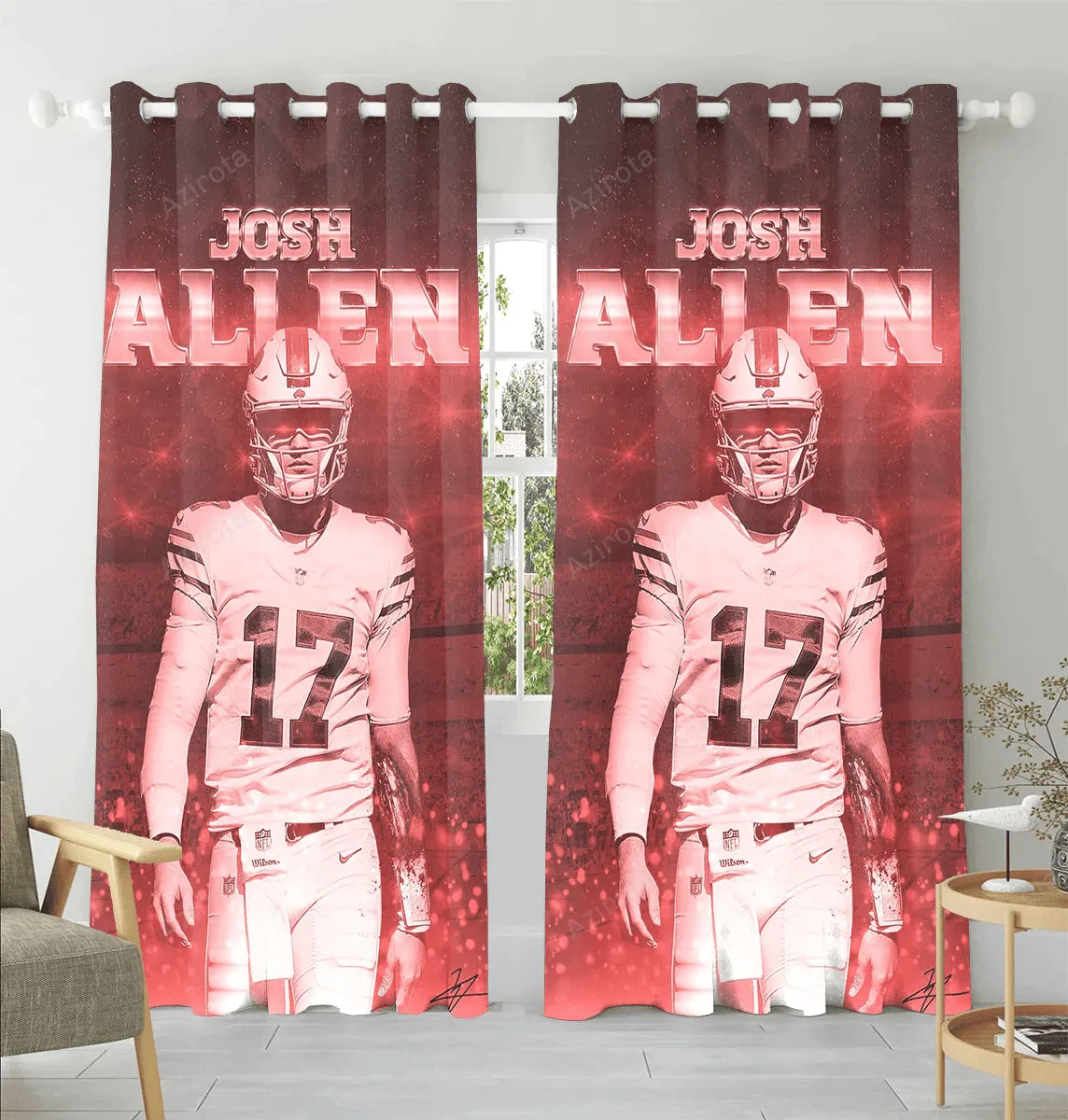 Buffalo Bills 17 Josh Allen v9 Window Curtain