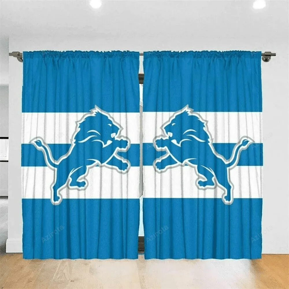 Detroit Lions America Team Logo 1 Blackout Window Curtain 2 Panels For Living Room Bed Room Gift For Fan