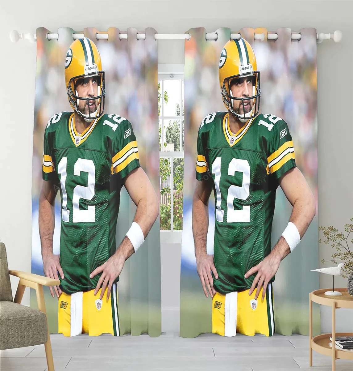 Green Bay Packers Aaron Rodgers V14 Window Curtain For Fans