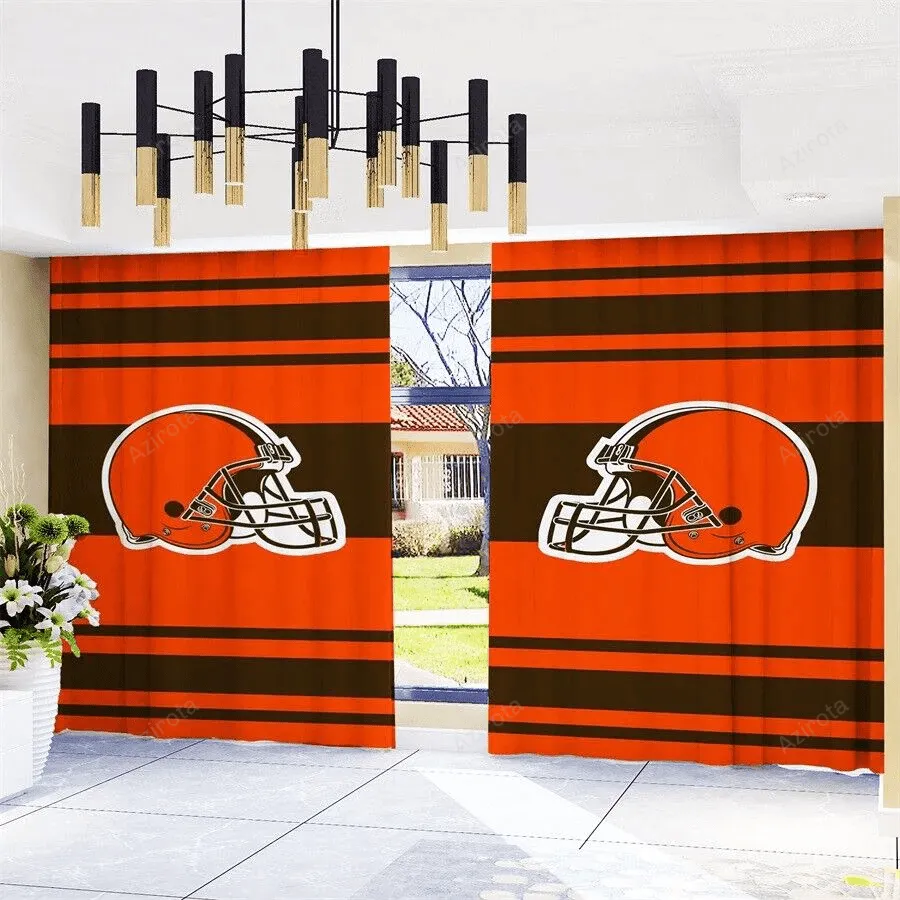 Cleveland Browns Logo 5 Blackout Window Curtain 2 Panels For Living Room Bed Room Gift For Fan