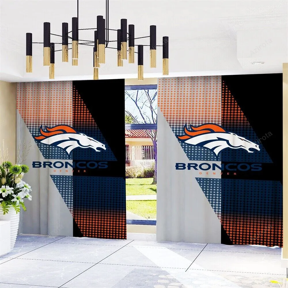 Denver Broncos Logo 3 Art Background Blackout Window Curtain 2 Panels For Living Room Bed Room Gift For Fan