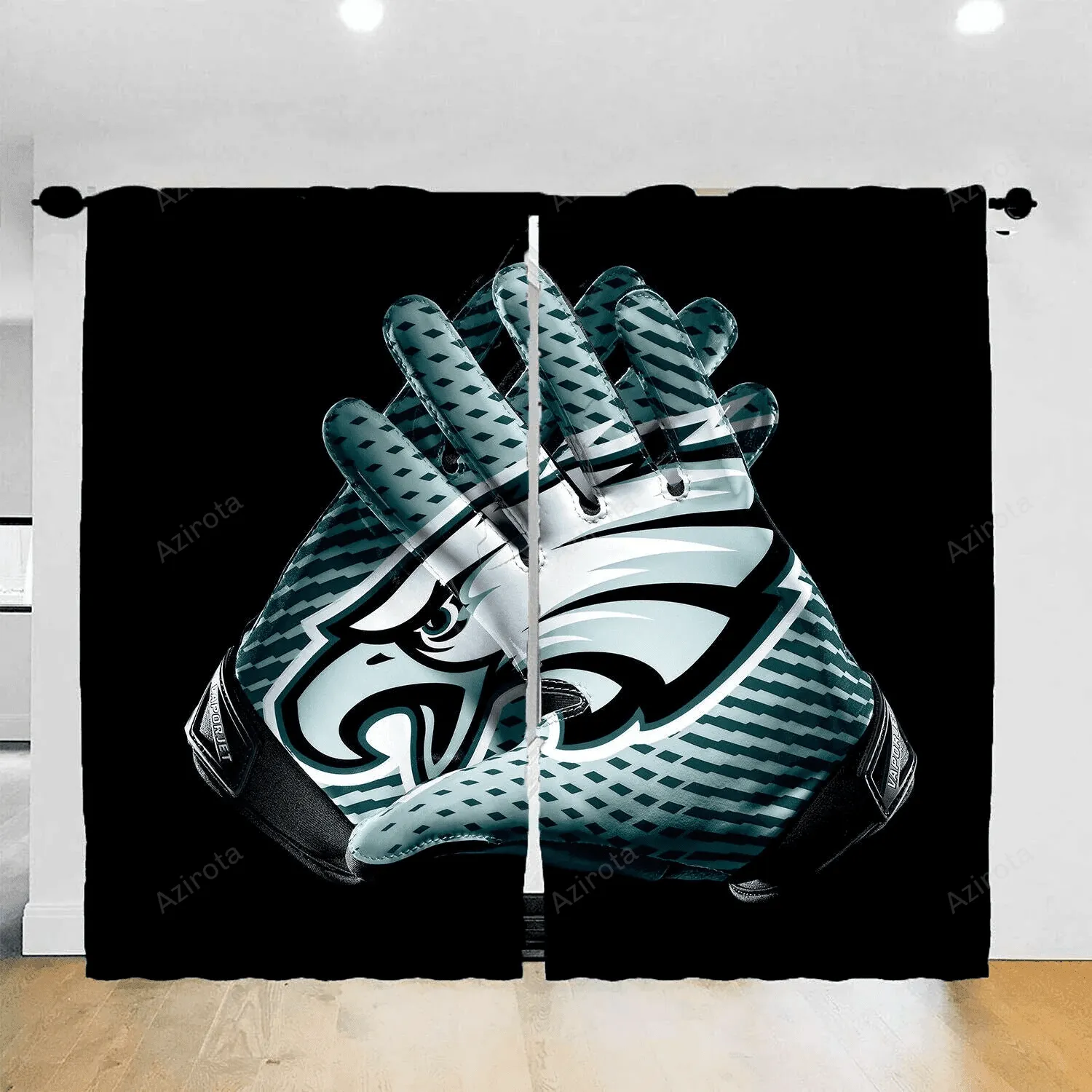 Philadelphia Eagles America Gloves Logo Blackout Window Curtain 2 Panels For Living Room Bed Room Gift For Fan