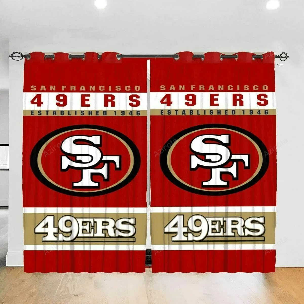San Francisco 49ers EST 1946 Logo Blackout Window Curtain 2 Panels For Living Room Bed Room Gift For Fan