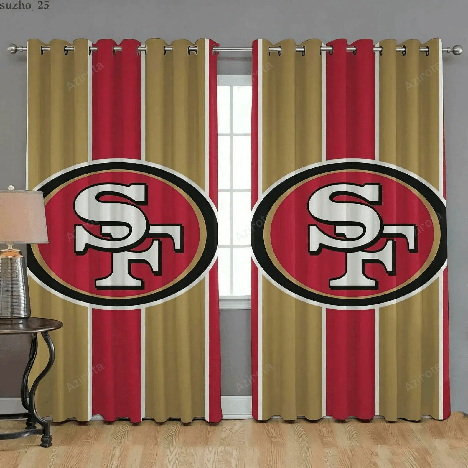San Francisco 49ers Logo 1 Blackout Window Curtain 2 Panels For Living Room Bed Room Gift For Fan