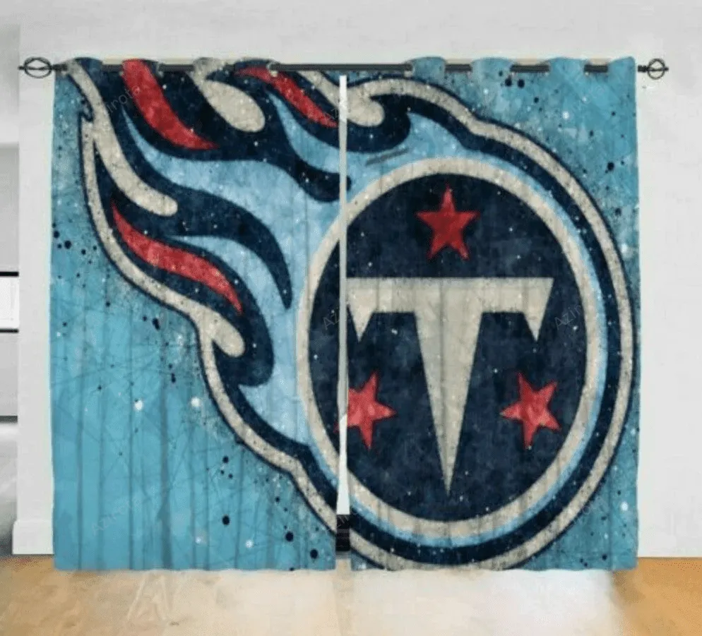 Tennessee Titans Team Logo Art Blackout Window Curtain 2 Panels For Living Room Bed Room Gift For Fan