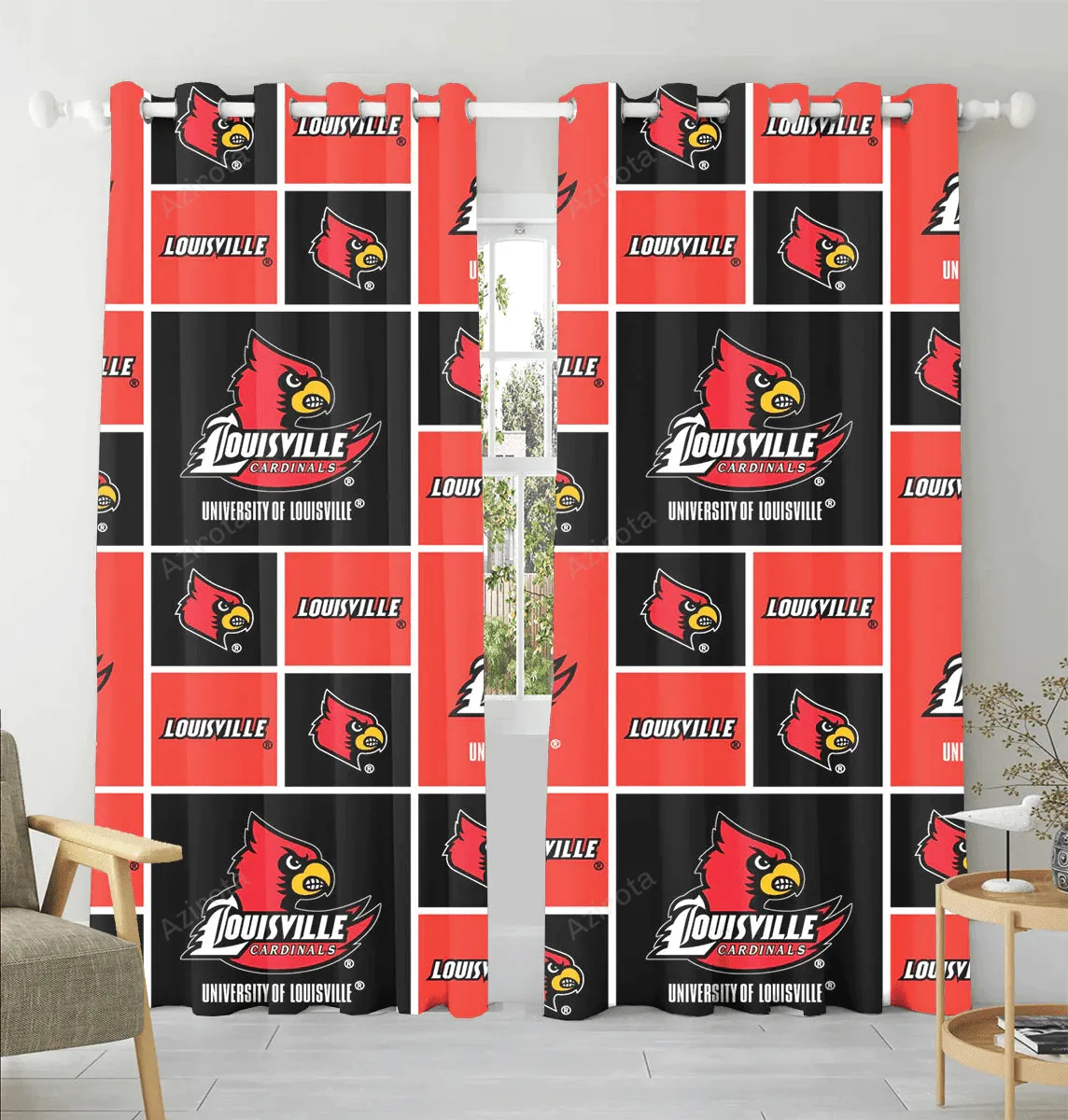 St Louis Cardinals Logo Pattern14 Blackout Window Curtain 2 Panels For Living Room Bed Room Gift For Fan