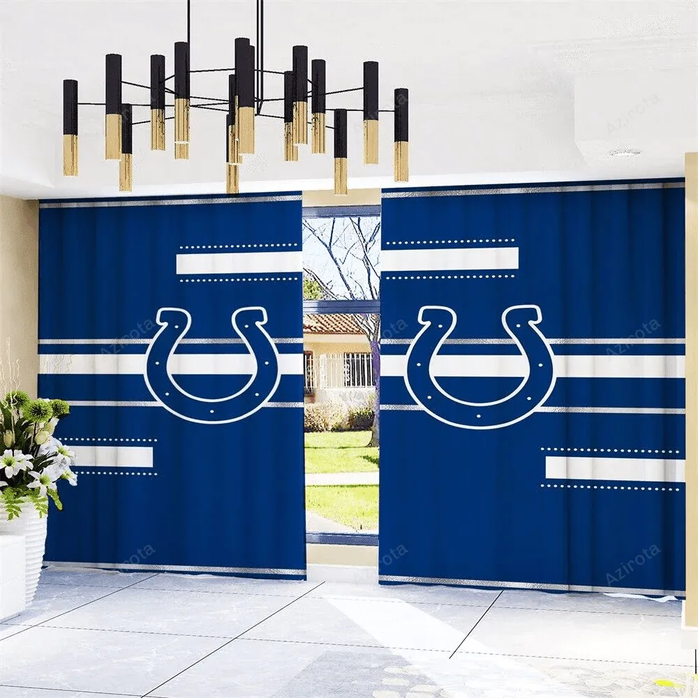 Indianapolis Colts America Logo 1 Blackout Window Curtain 2 Panels For Living Room Bed Room Gift For Fan