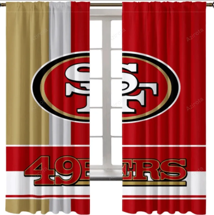 San Francisco 49ers Logo 5 Blackout Window Curtain 2 Panels For Living Room Bed Room Gift For Fan
