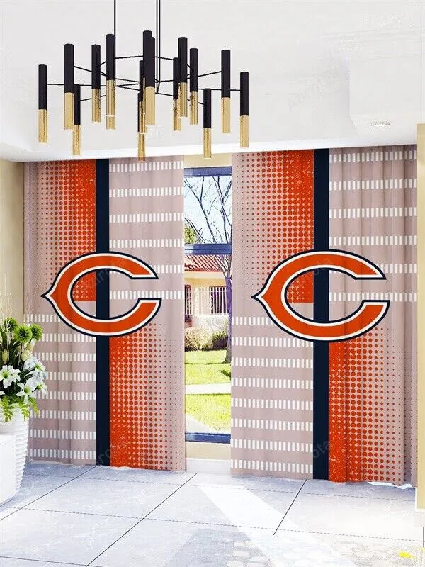 Chicago Bears Blackout Window Curtain 2 Panels For Living Room Bed Room Gift For Fan