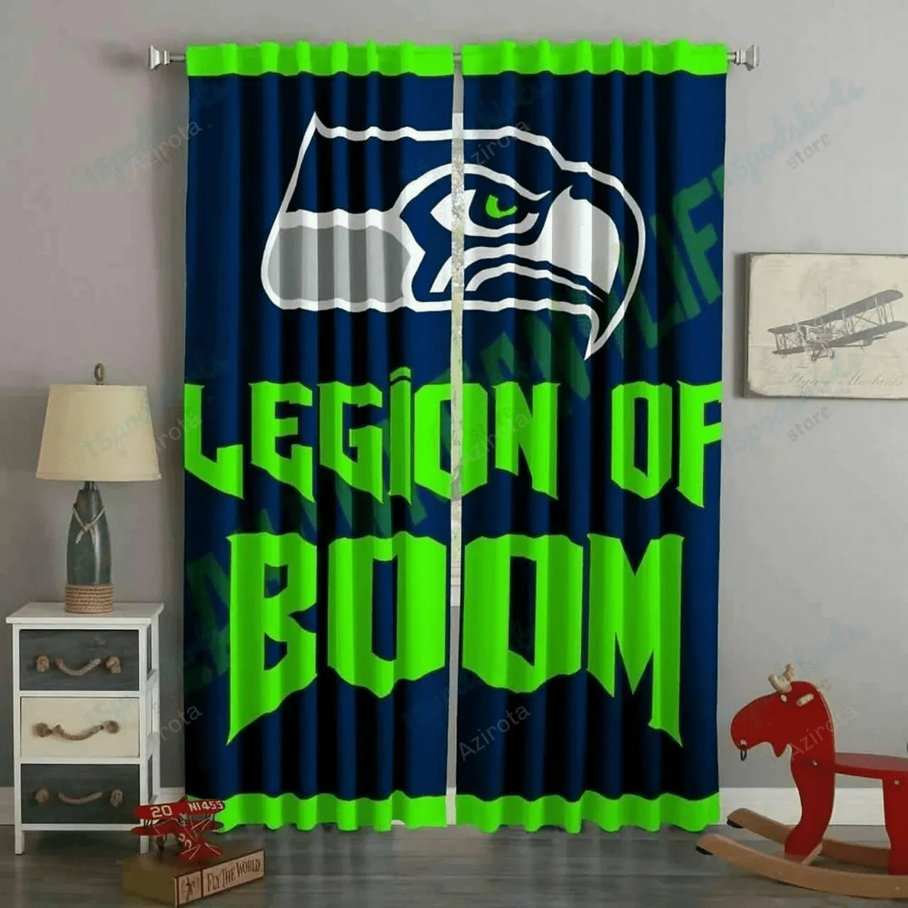Seattle Seahawks Legion Of Boom Blackout Window Curtain 2 Panels For Living Room Bed Room ,seattleseahawks Gift For Fan