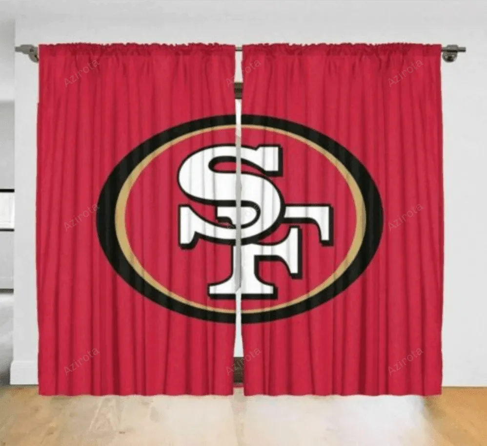 San Francisco 49ers Big Logo Blackout Window Curtain 2 Panels For Living Room Bed Room Gift For Fan