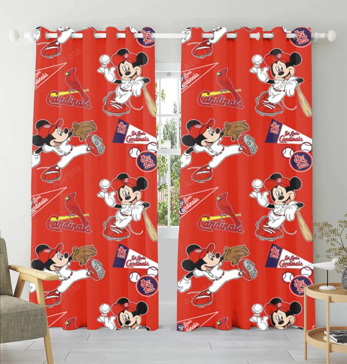 St Louis Cardinals Logo Pattern11 Blackout Window Curtain 2 Panels For Living Room Bed Room Gift For Fan
