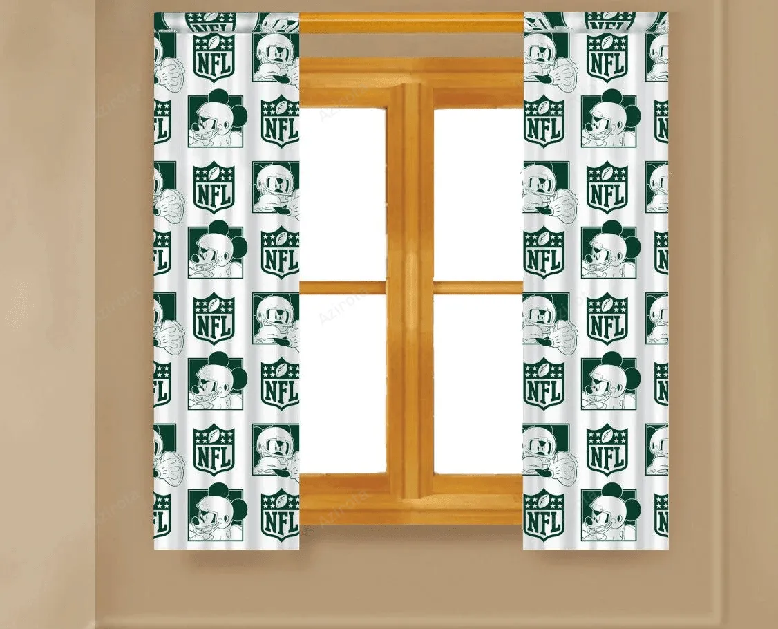 New York Jets America Mickey Disney Blackout Window Curtain 2 Panels For Living Room Bed Room Gift For Fan
