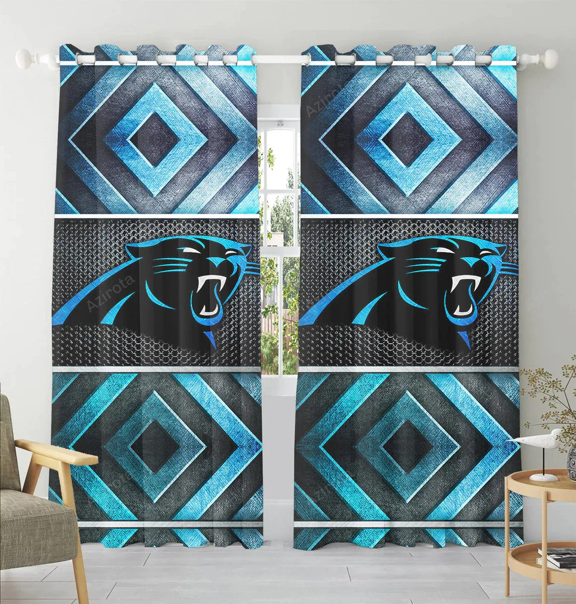 Carolina Panthers Logo Art Pattern10 Blackout Window Curtain 2 Panels For Living Room Bed Room Gift For Fan