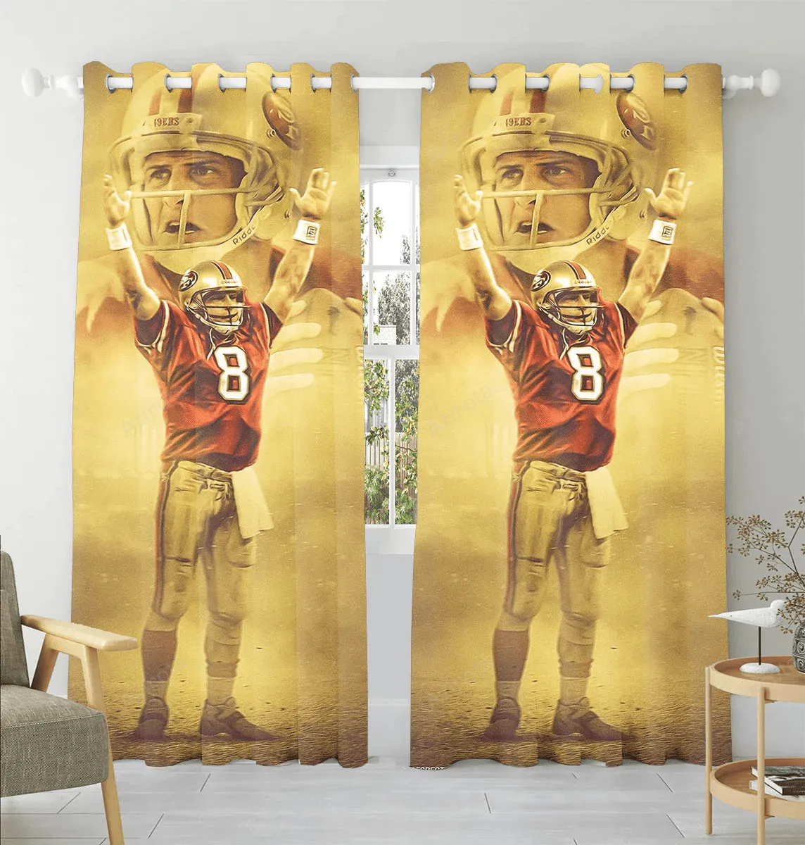 San Francisco 49ers Steve Young 8 v2 Blackout Window Curtain 2 Panels For Living Room Bed Room Gift For Fan