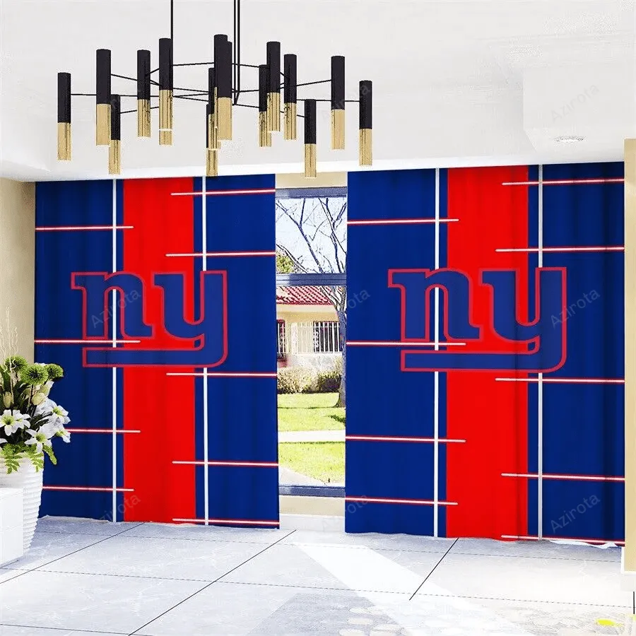 New York Giants Logo Blackout Window Curtain 2 Panels For Living Room Bed Room Gift For Fan