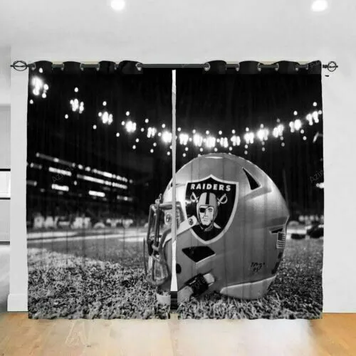 Las Vegas Raiders America Helmet Stadium Blackout Window Curtain 2 Panels For Living Room Bed Room Gift For Fan