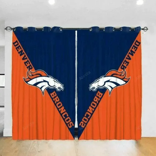 Denver Broncos Team America Logo Blackout Window Curtain 2 Panels For Living Room Bed Room Gift For Fan