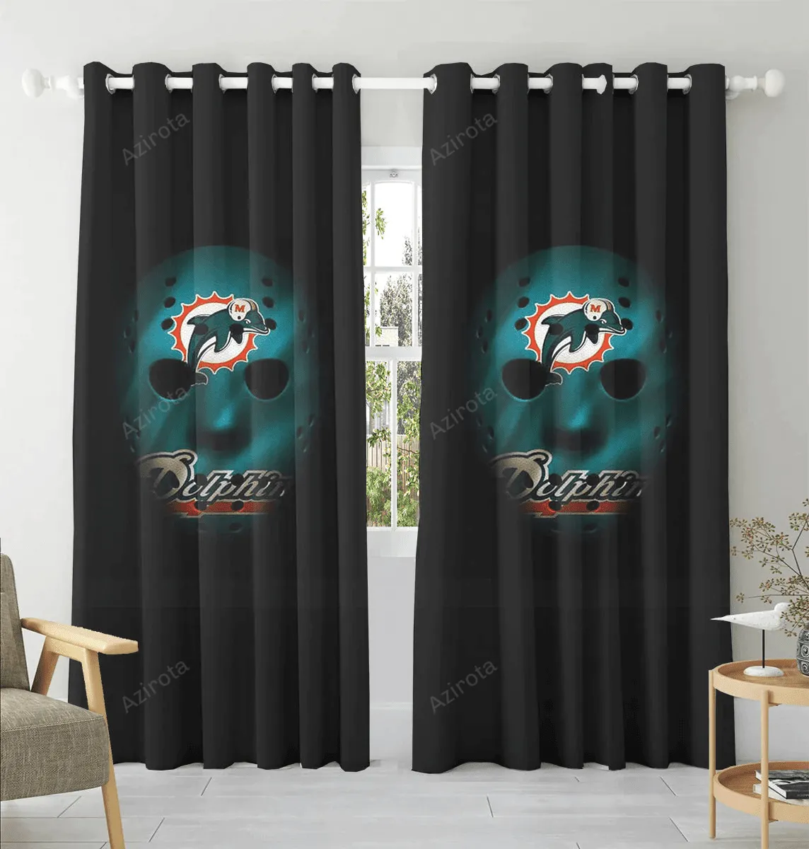 Miami Dolphins Art 1 Window Curtain Gift For Fans