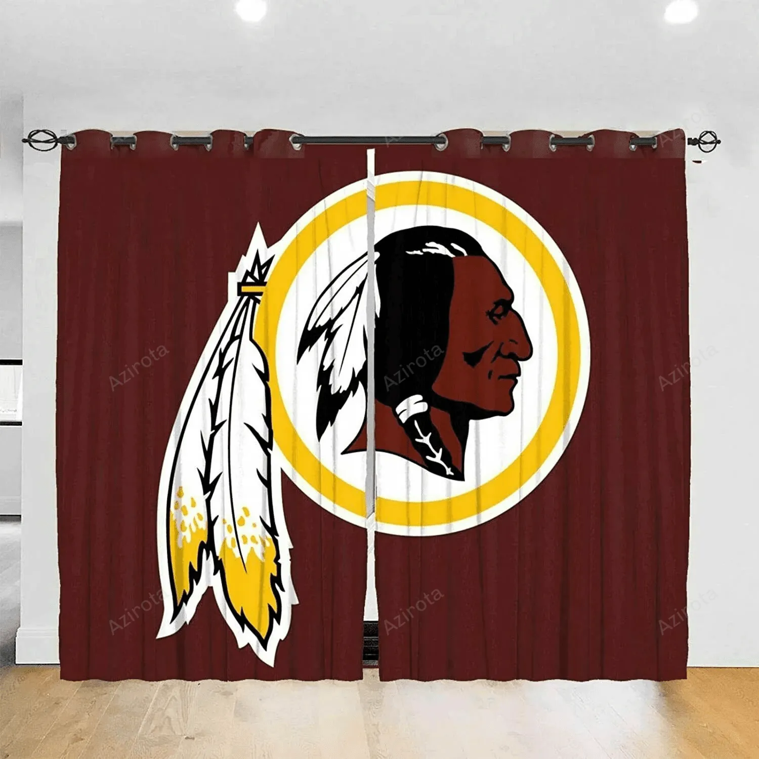 Washington Commanders Logo 8 Blackout Window Curtain 2 Panels For Living Room Bed Room Gift For Fan