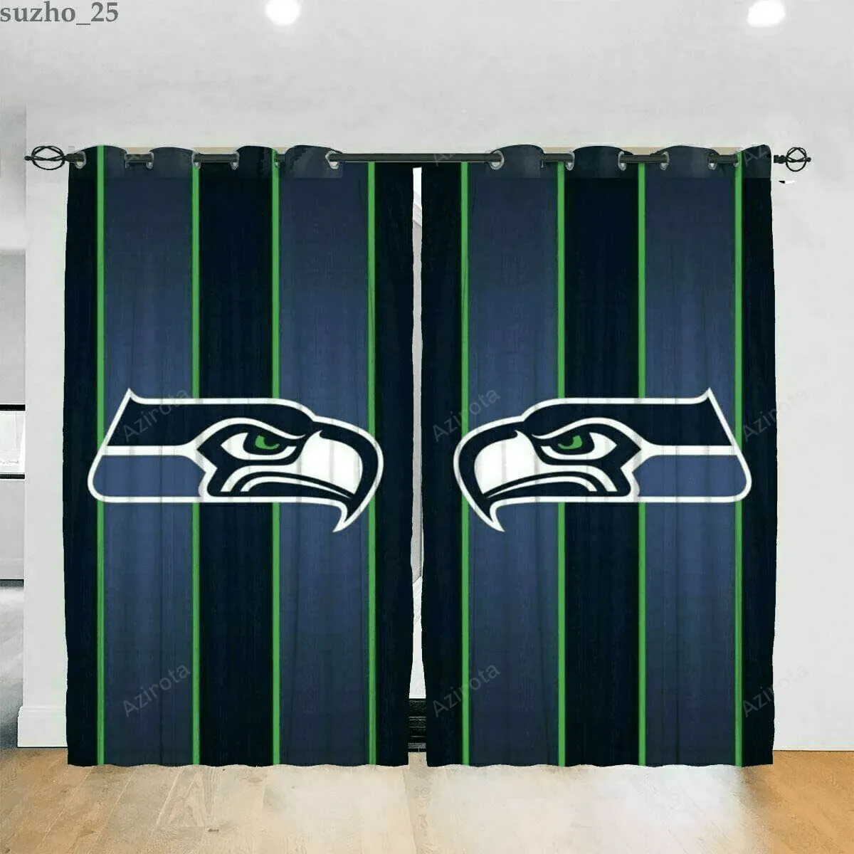 Seattle Seahawks Team Logo 2 Blackout Window Curtain 2 Panels For Living Room Bed Room ,seattleseahawks Gift For Fan