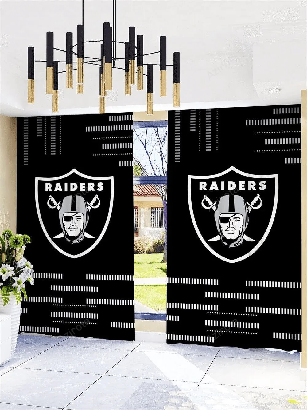 Las Vegas Raiders America Logo 12 Blackout Window Curtain 2 Panels For Living Room Bed Room Gift For Fan