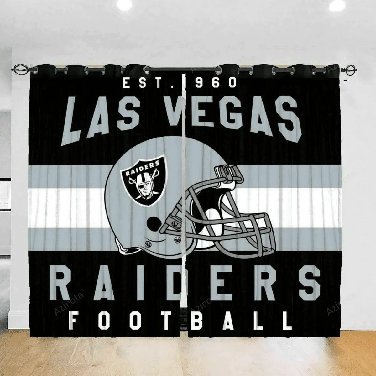 Las Vegas Raiders EST 1960 Blackout Window Curtain 2 Panels For Living Room Bed Room Gift For Fan