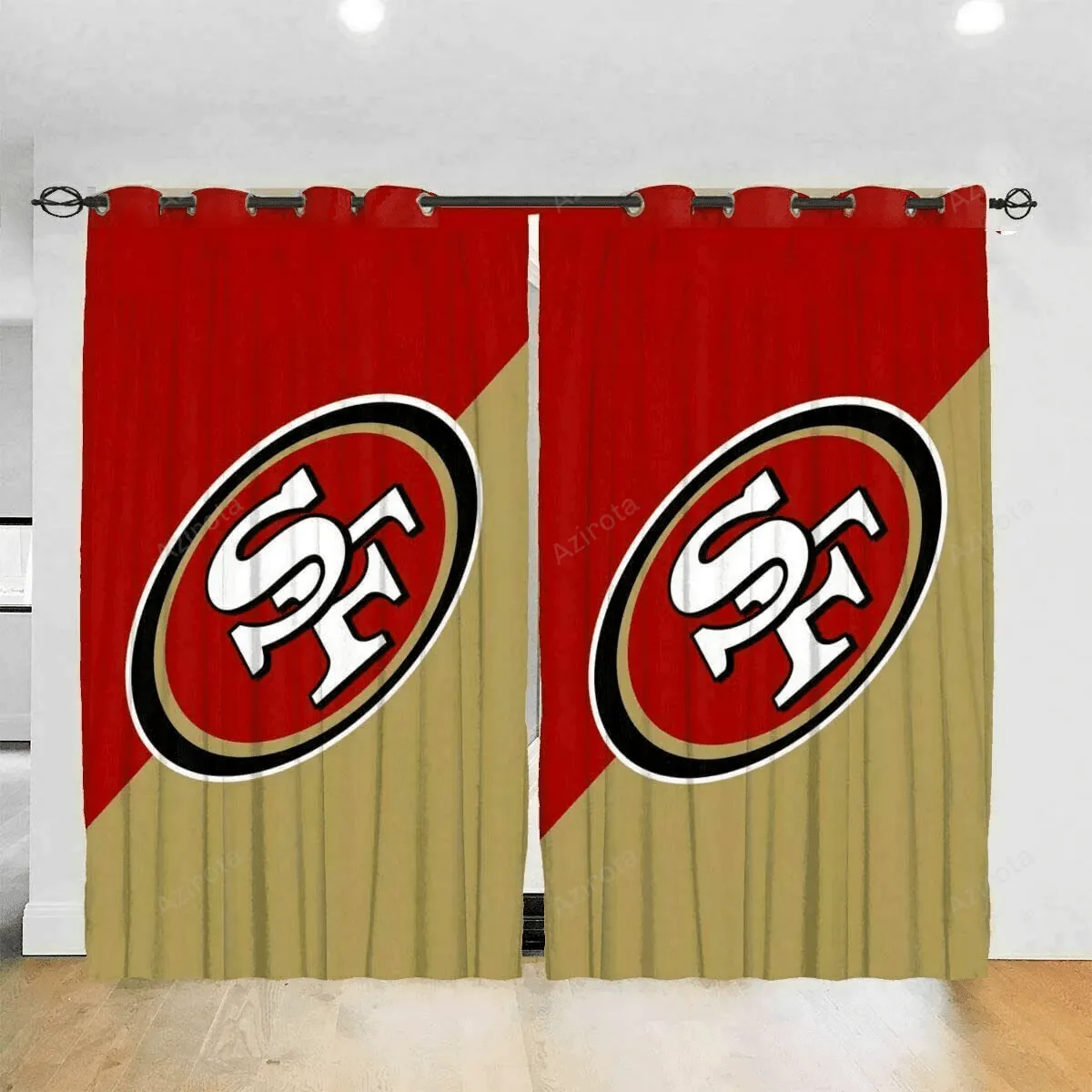 San Francisco 49ers Logo 3 Blackout Window Curtain 2 Panels For Living Room Bed Room Gift For Fan