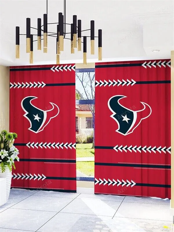 Houston Texans America Logo Blackout Window Curtain 2 Panels For Living Room Bed Room Gift For Fan