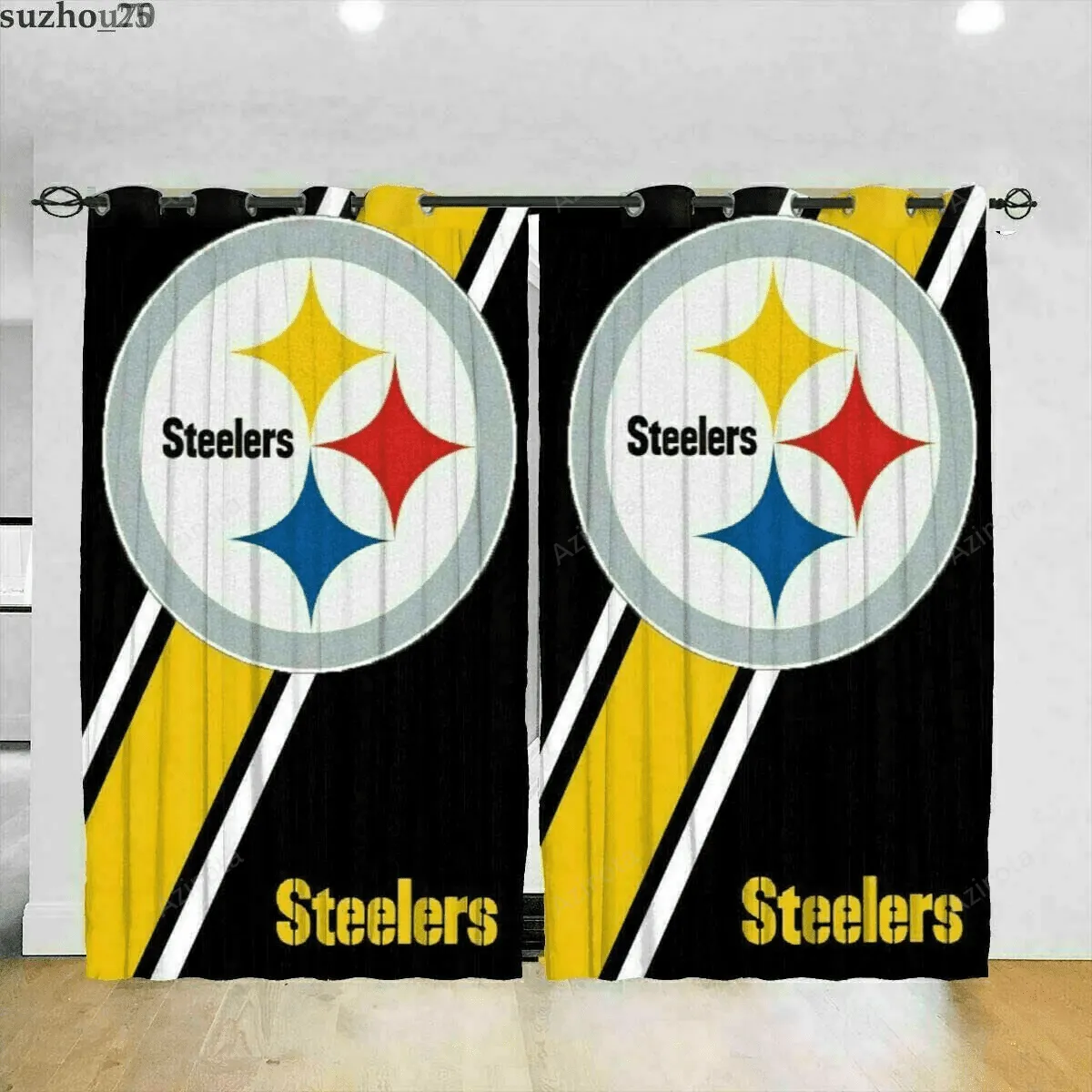 Pittsburgh Steelers Logo 2 Blackout Window Curtain 14 Panels For Living Room Bed Room Gift For Fan
