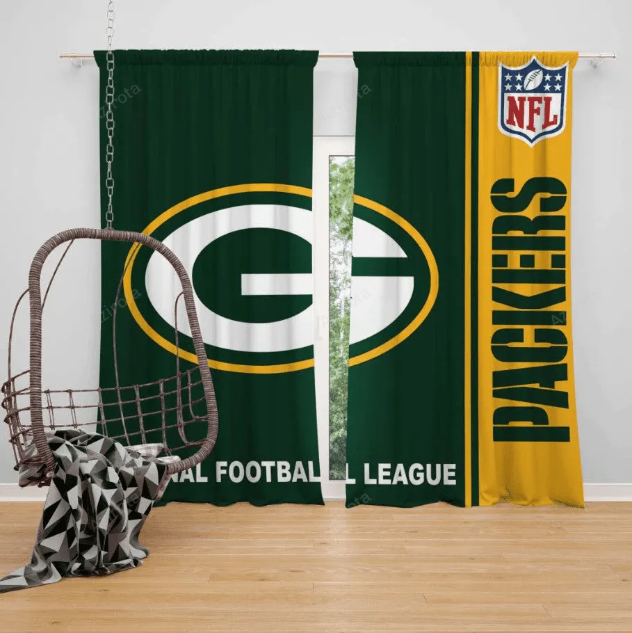 Green Bay Packers Logo 11 Blackout Window Curtain 2 Panels For Living Room Bed Room Gift For Fan
