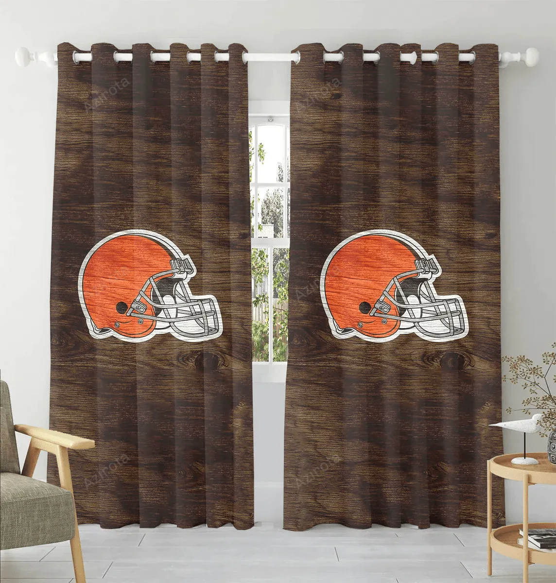 Cleveland Browns Logo Wooden v3 Window Curtain Gift For Fans