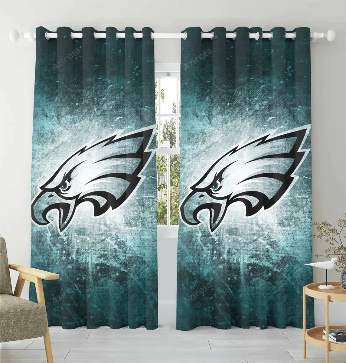 Philadelphia Eagles Texture Wall Blackout Window Curtain 2 Panels For Living Room Bed Room