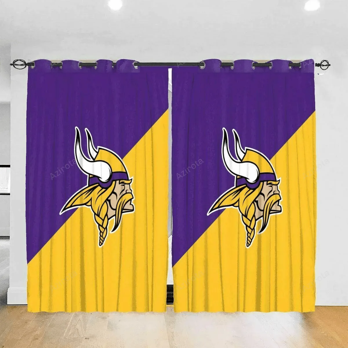 Minnesota Vikings America Team Logo 8 Blackout Window Curtain 2 Panels For Living Room Bed Room Gift For Fan