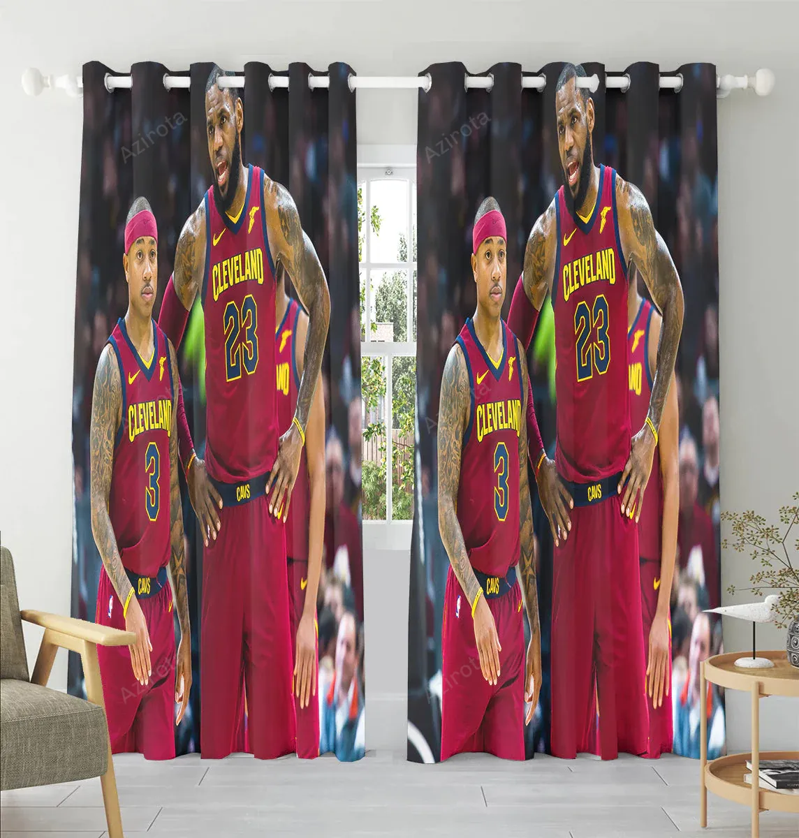 Cleveland Cavaliers George Hill and LeBron James Window Curtain