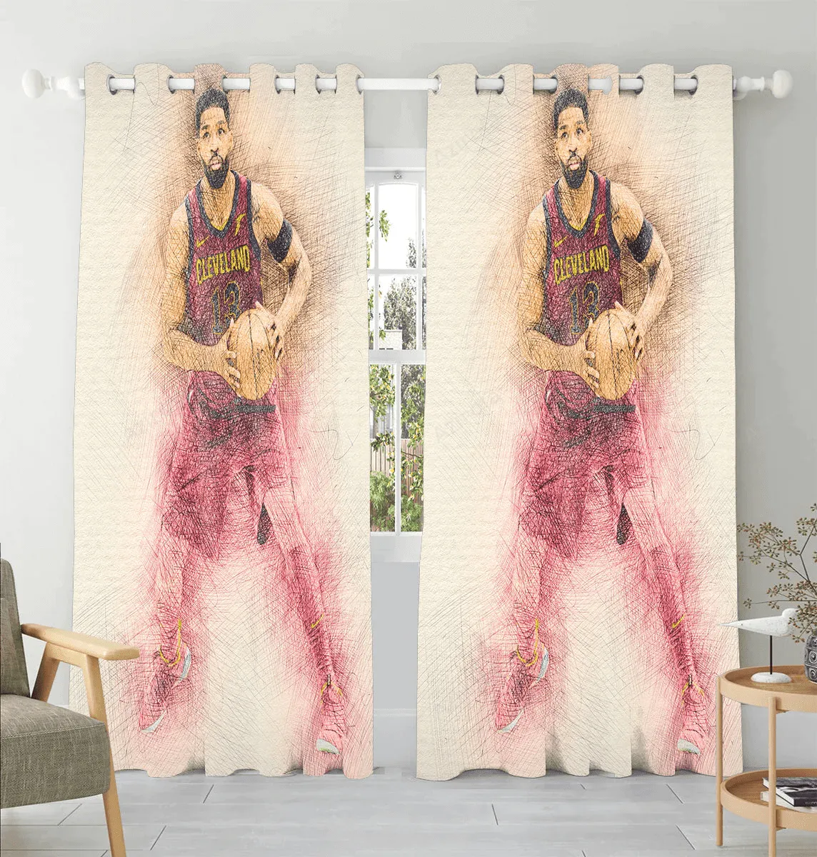 Cleveland Cavaliers Tristan Thompson v2 Window Curtain