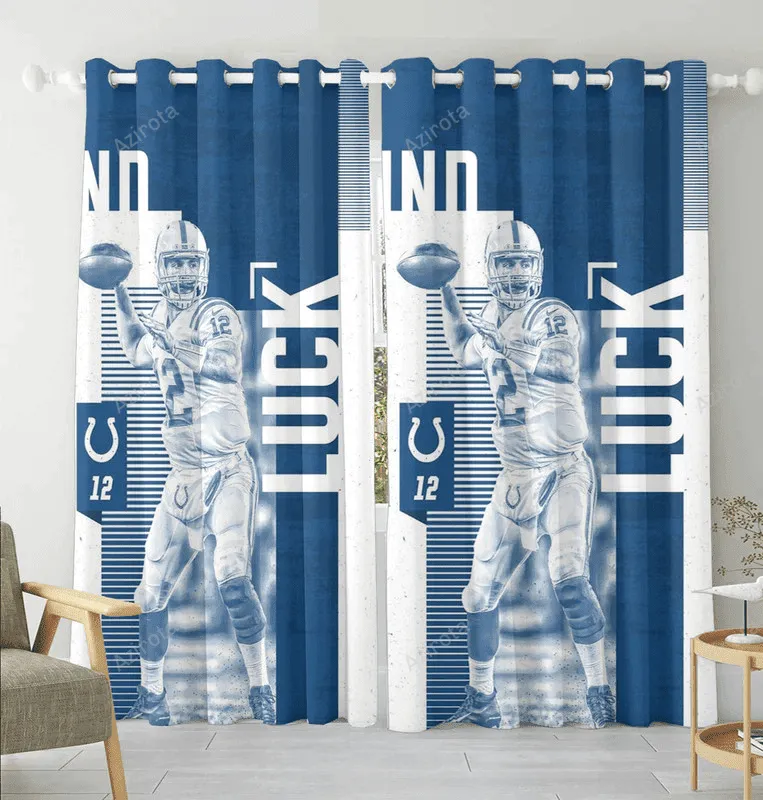 Indianapolis Colts Andrew Luck2 Blackout Window Curtain 2 Panels For Living Room Bed Room Gift For Fan