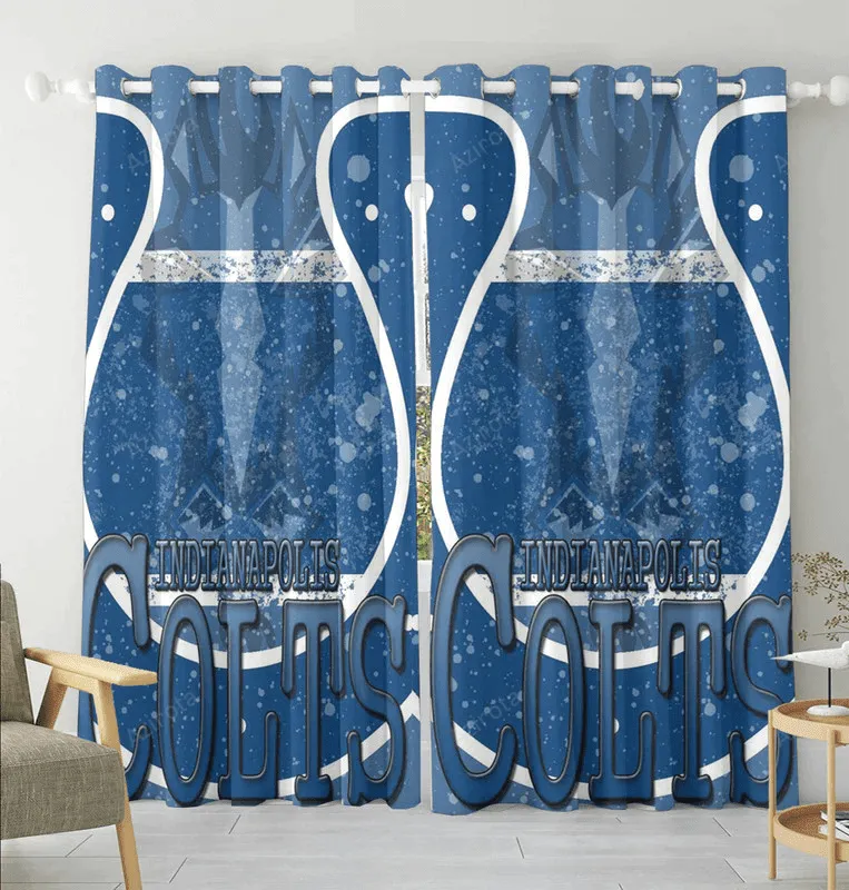 Indianapolis Colts Logo Horse Color Splash White Blackout Window Curtain 2 Panels For Living Room Bed Room Gift For Fan