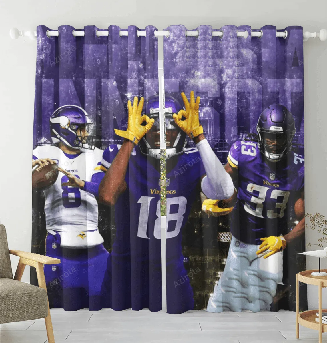 Minnesota Vikings Team v6 Blackout Window Curtain 2 Panels For Living Room Bed Room Gift For Fan