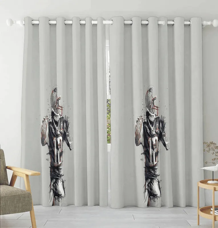 New England Patriots Tom Brady Gray Blackout Window Curtain 2 Panels For Living Room Bed Room Gift For Fan