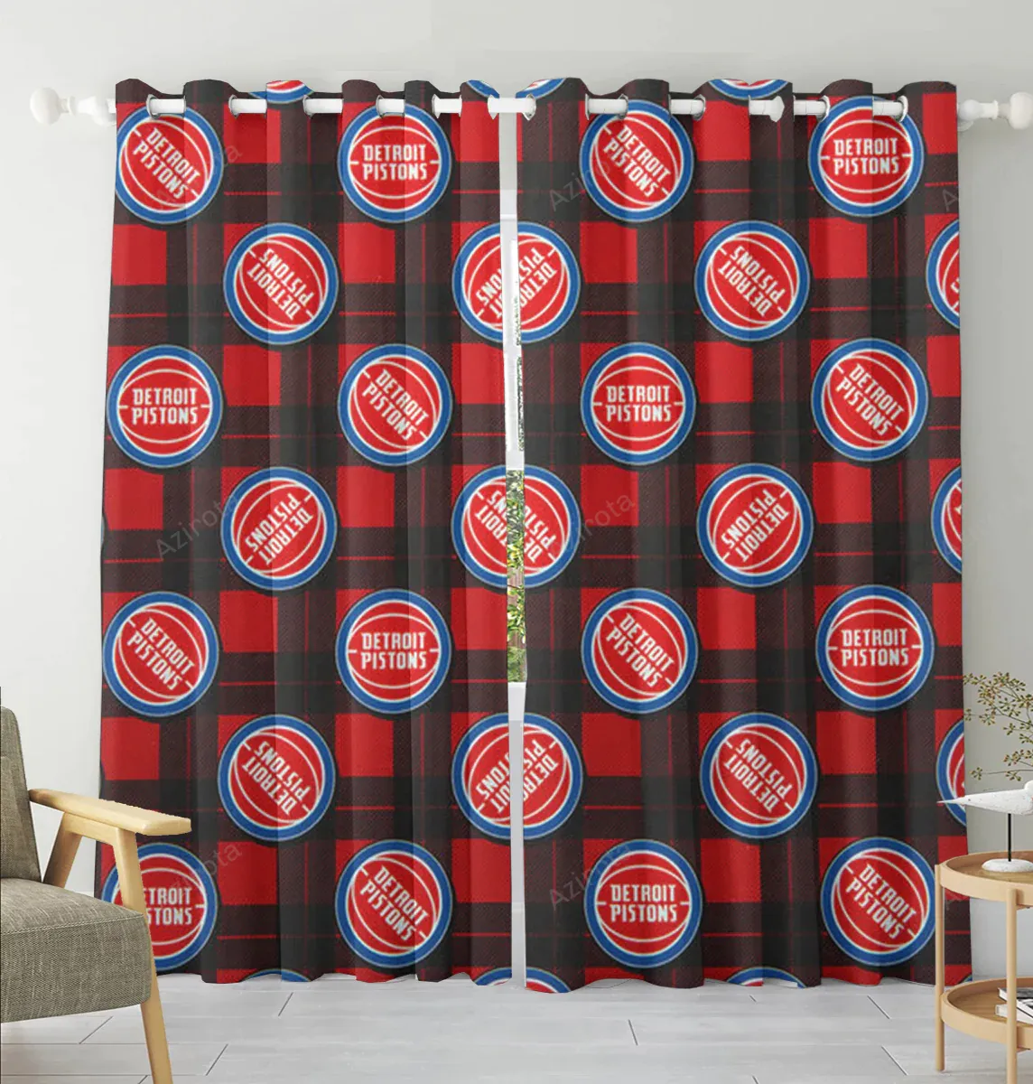 Detroit Pistons5 Blackout Window Curtain 2 Panels For Living Room Bed Room Gift For Fan
